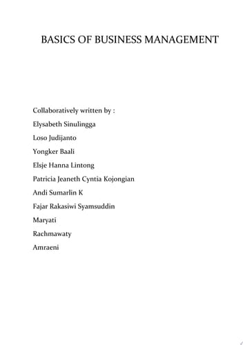 BASIC OF BUSINESS MANAGEMENT