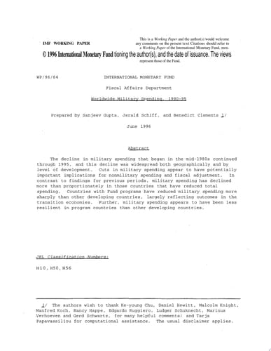 Worldwide Military Spending, 1990-1995