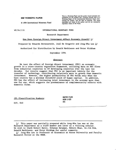 How Does Foreign Direct Investment Affect Economic Growth