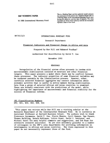 Financial Indicators and Financial Change in Africa and Asia