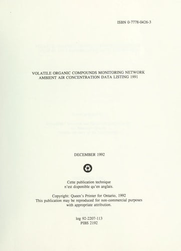 Volatile Organic Compound Sampling Program Ambient Air Concentration Data Listing, 1991 : Report