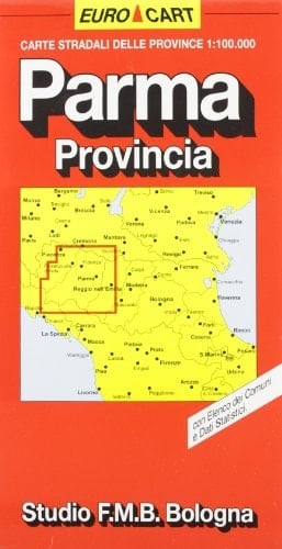 Carte stradali delle province 1:135.000 con elenco dei comuni e dati statistici. Parma, provincia
