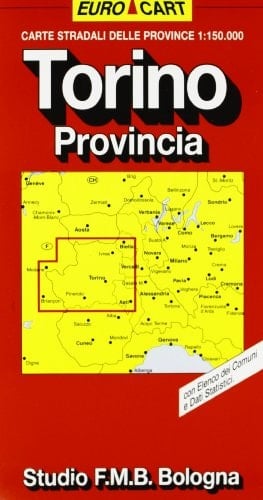 Carte stradali delle province 1:150.000 con elenco dei comuni e dati statistici. Torino, provincia