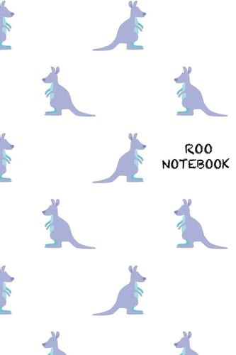 Roo Notebook 6 X 9 Notebook with Blue Kangaroo Repeat Pattern Cover; 110 Blank Lined Pages; Matte Softcover; Blank Notebook