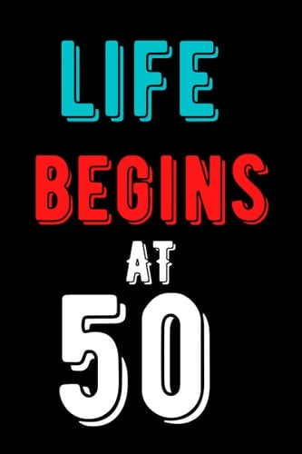 Notebook Simple Lined Journal Life Begins at 50