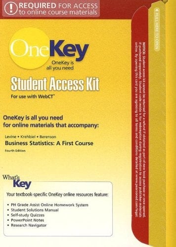 Business Statistics Student Access Kit for Use with WebCT: A First Course (OneKey)