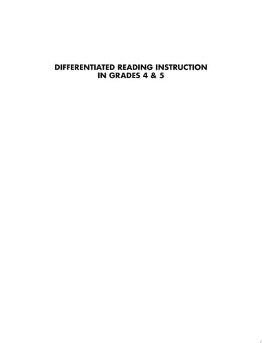 Differentiated Reading Instruction in Grades 4 and 5 Strategies and Resources