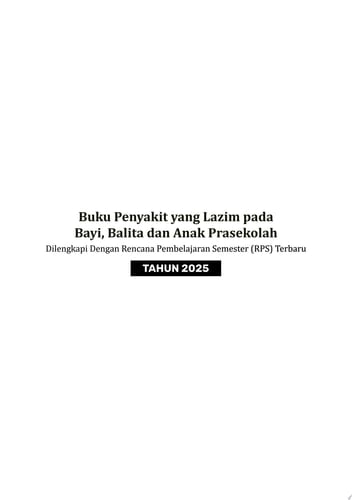 Buku Penyakit yang Lazim pada Bayi, Balita dan Anak Prasekolah