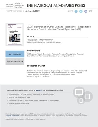 ADA Paratransit and Other Demand-Responsive Transportation Services in Small to Midsized Transit Agencies