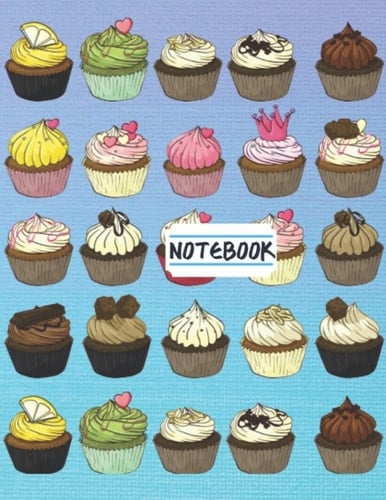 Cupcake Lined Notebook: Lined Notebook Journal for Kids for Writing, Sketching, Doodling, Journaling, and Notes, White Paper 120 Pages, 8.5"x11" , Blue Cover