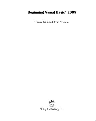Beginning Visual Basic 2005