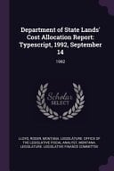 Department of State Lands' Cost Allocation Report Typescript, 1992, September 14: 1992