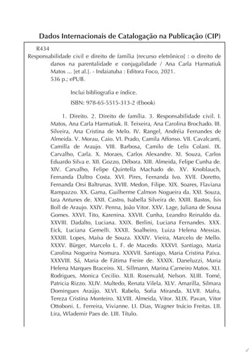 Responsabilidade civil e direito de família O Direito de Danos na Parentalidade e Conjugalidade