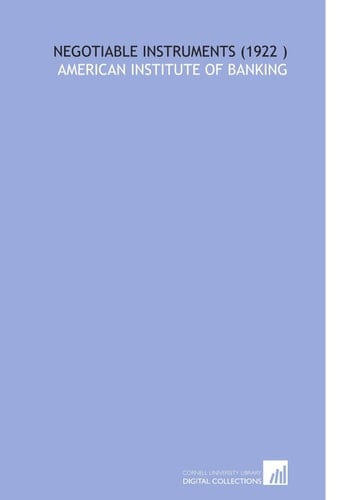 Negotiable Instruments (1922 )