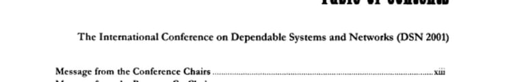 Dependable Systems and Networks (DSN 2001) (Formerly FTCS) 2001 International Conference