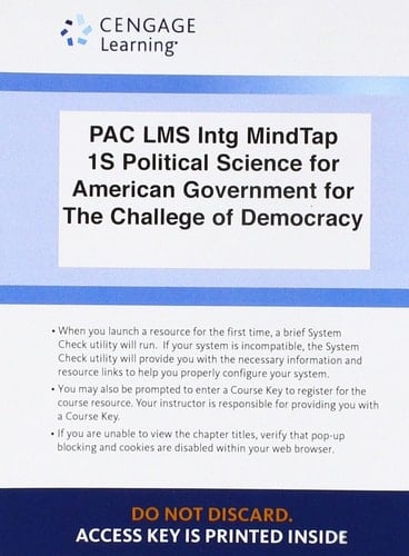 LMS Integrated MindTap Political Science, 1 term (6 months) Printed Access Card for Janda/Berry/Goldman/Schildkraut/Manna's The Challenge of Democracy: American Government in Global Politics, 14th