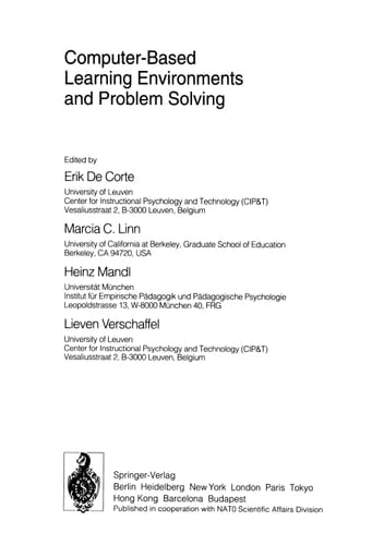 Computer-Based Learning Environments and Problem Solving (NATO Asi Series: Series F: Computer & Systems Sciences)