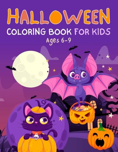 Halloween Coloring Book for Kids Ages 6-9: Cartoon and Fun Coloring Pages for Children with Halloween Themed Designs to Color