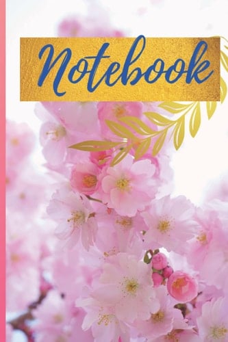 cherry blossom flower, sewing, knitting, gardening hobbyist, high school/college student notebook journal