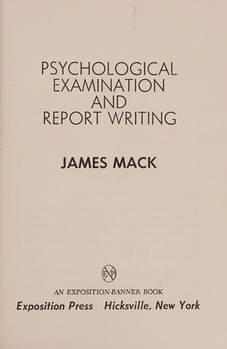 Psychological Examination and Report Writing