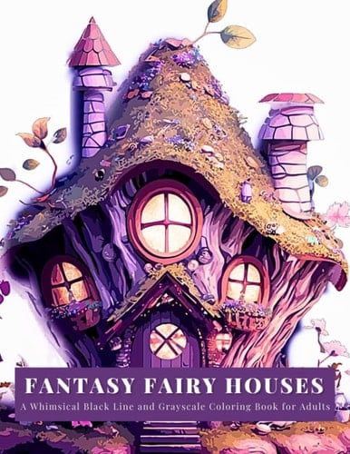 Fantasy Fairy Houses, A Whimsical Black Line and Grayscale Coloring Book for Adults: There are no right or wrong Ways to Color, so use Your Imagination!