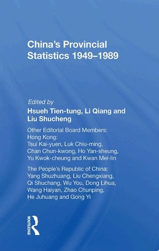 China's Provincial Statistics, 1949-1989