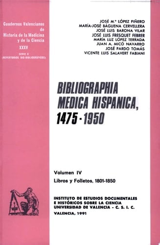 Bibliographia medica hispanica, 1475-1950 (IV): Libros y folletos, 1801-1850