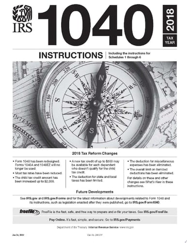 IRS Form 1040 Instructions - Tax year 2018 (Form 1040 included)