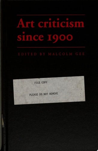 Art Criticism Since 1900
