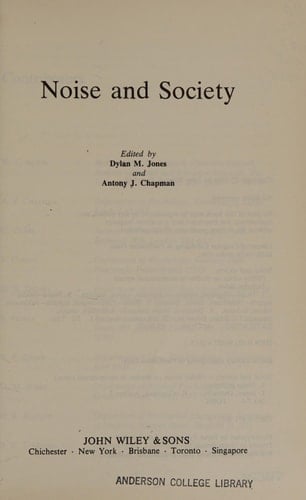 Noise and Society (Wiley Series on Studies in Occupational Stress)