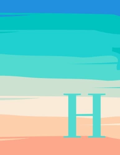 Notebook: beach Themed Monogram Notebook Journal Letter H . 8.5 x 11” lined, 100 pages