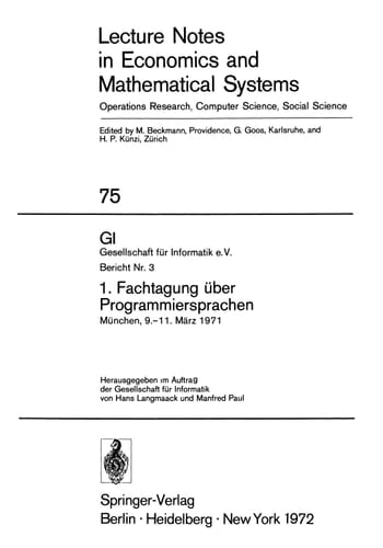 1. Fachtagung über Programmiersprachen München, 9.–11. März 1971