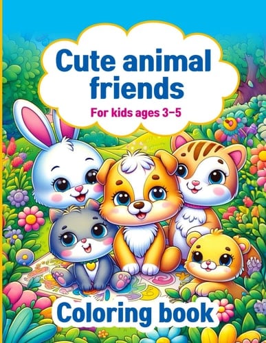 Cute Animals Coloring Book for kids: 30 Funny Animals. Easy Coloring Pages For Preschool and Kindergarten. (Big Coloring Book, Kids Ages 3-5): Animal ... coloring pages for creativity and imagination
