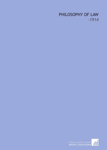 Philosophy of Law: -1914