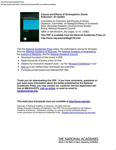 Causes and Effects of Stratospheric Ozone Reduction An Update
