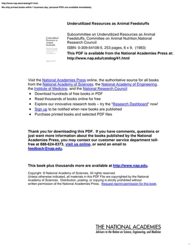 Underutilized Resources as Animal Feedstuffs