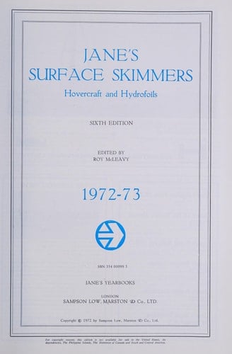 Jane's Surface Skimmers Hovercraft and Hydrofoils 1972-73