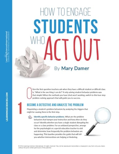 How to Engage Students Who Act Out Quick Reference Guide