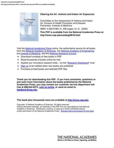 Clearing the Air Asthma and Indoor Air Exposures