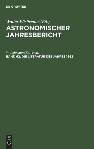 Die Literatur des Jahres 1962