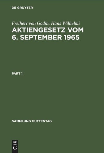 Aktiengesetz Vom 6. September 1965 Kommentar