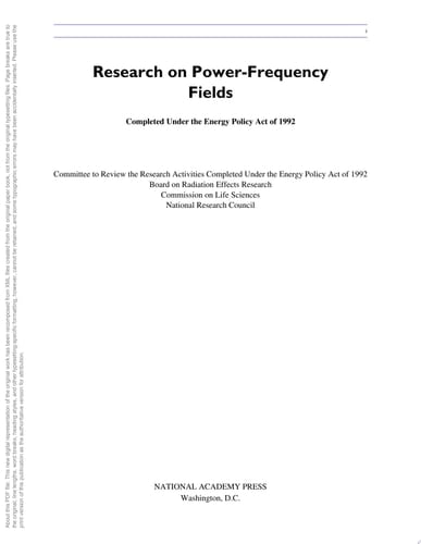 Research on Power-Frequency Fields Completed Under the Energy Policy Act of 1992