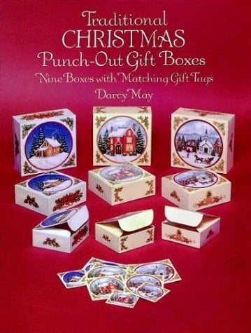 Traditional Christmas Punch-Out Gift Boxes Nine Boxes with Matching Gift Tags