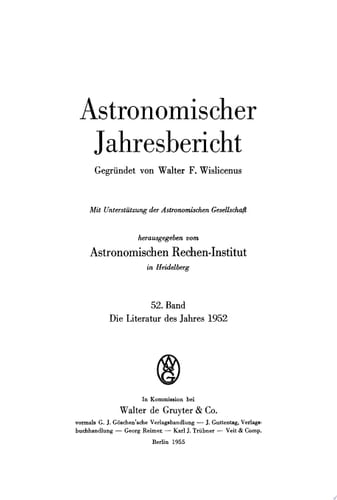 Die Literatur des Jahres 1952