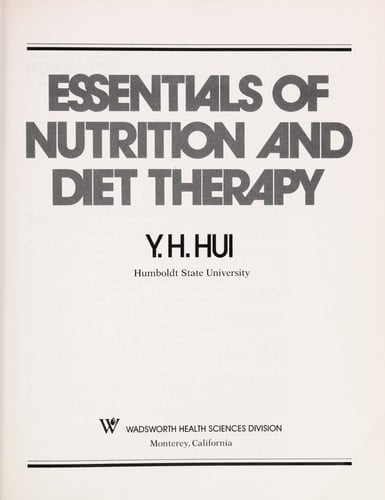 Essentials of Nutrition and Diet Therapy