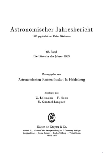 Die Literatur des Jahres 1963