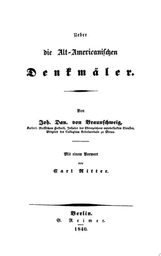 Ueber die alt-americanischen Denkmäler