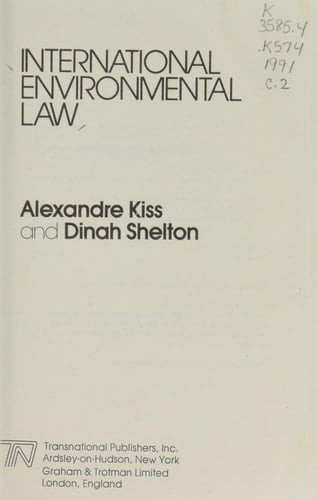 International Environmental Law: 1994 Supplement