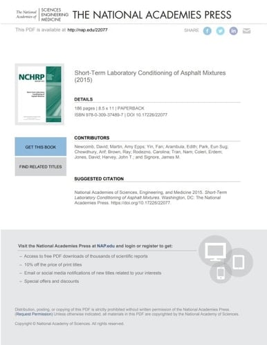 Short-Term Laboratory Conditioning of Asphalt Mixtures