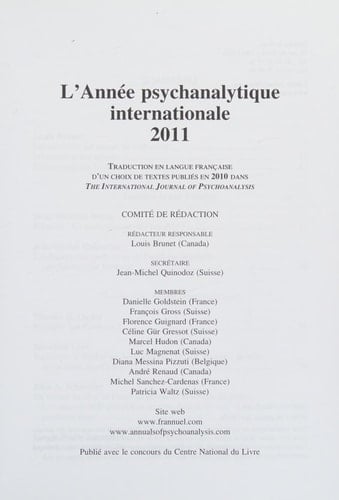 L'année psychanalytique internationale 2011